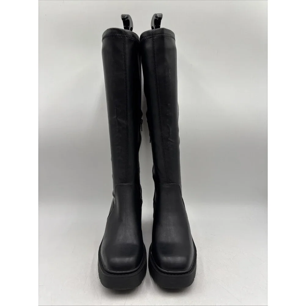 Madden Girl Women's Paxx Knee High Boot Black Faux Leather Size 8 M - Picture 2 of 5